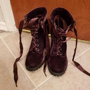 Size 5 brown velvet ankle boots
